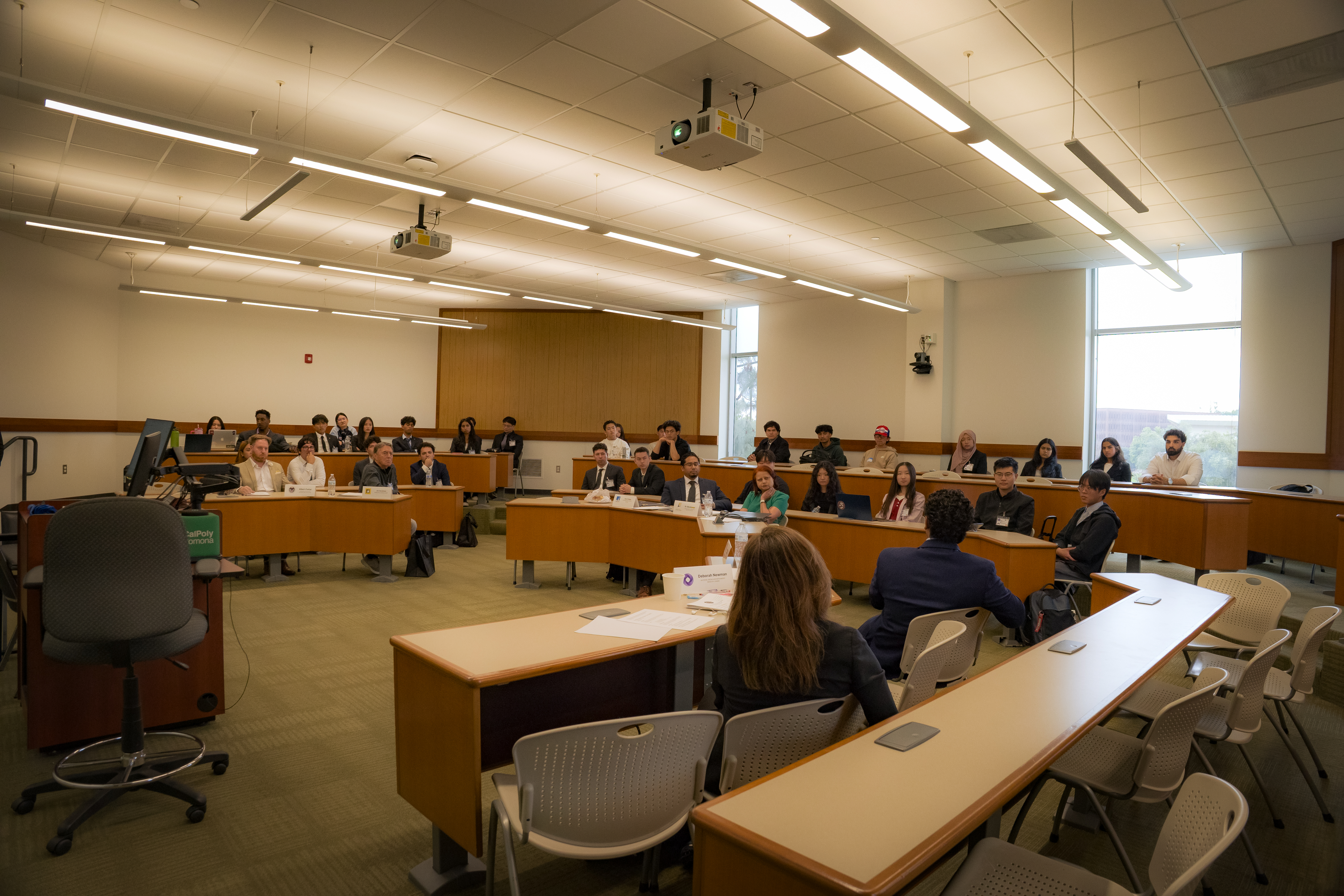Wide shot of students in a classroom